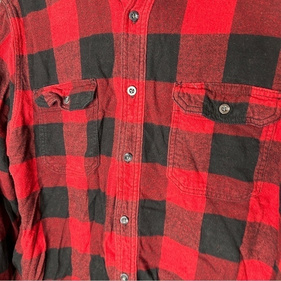 George black & red buffalo check plaid button down flannel - Picture 2 of 5